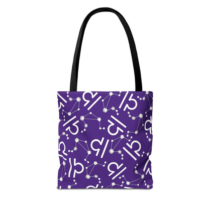 Tote Bag, Libra Zodiac Sign, AOP, (Purple, White)