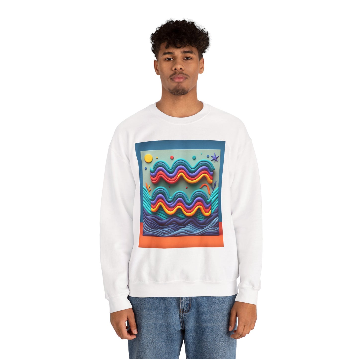 Unisex Heavy Blend™ Crewneck Sweatshirt, Water Painting, Aquarius Zodiac Design