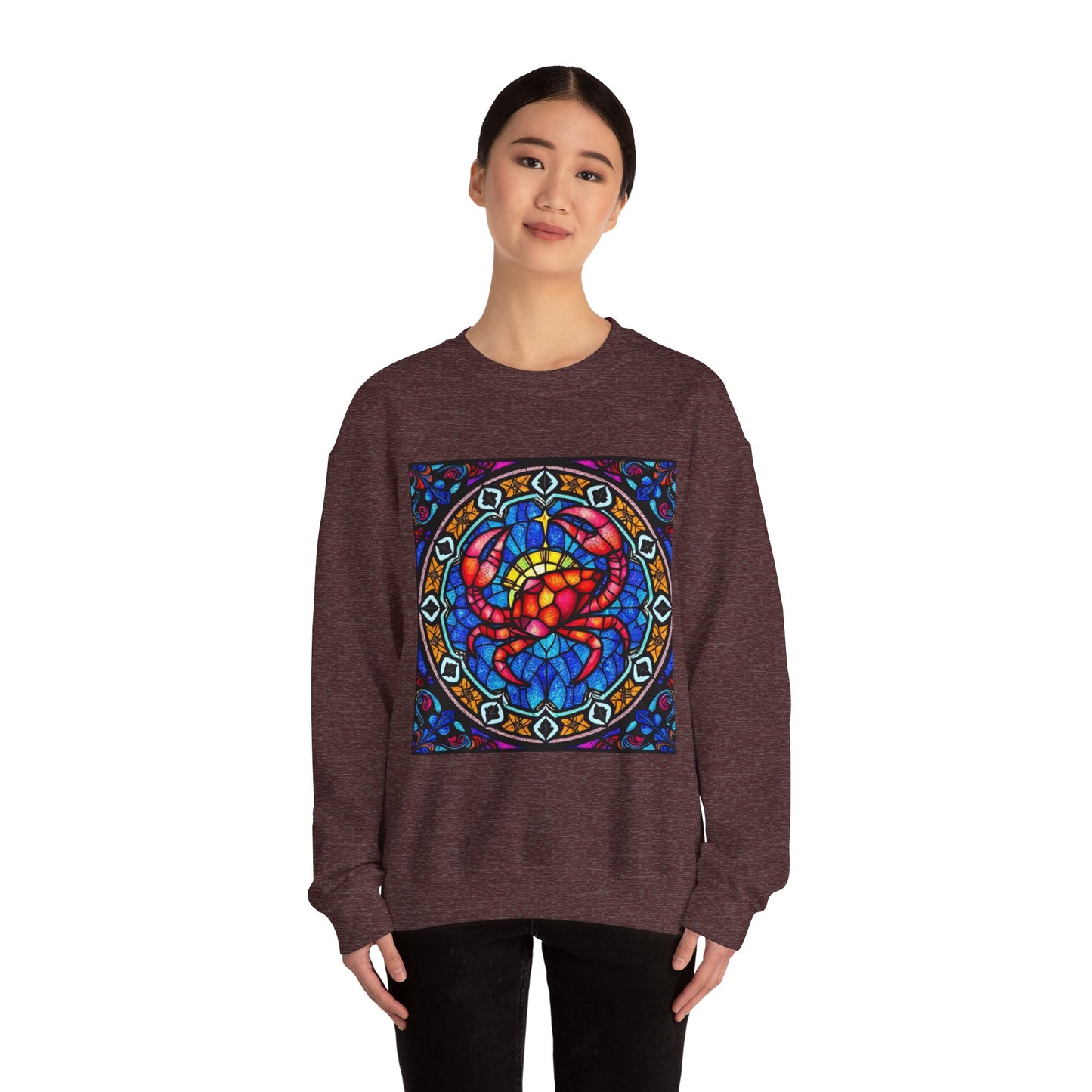 Unisex Heavy Blend™ Crewneck Sweatshirt, Glass 1, Cancer Zodiac Design
