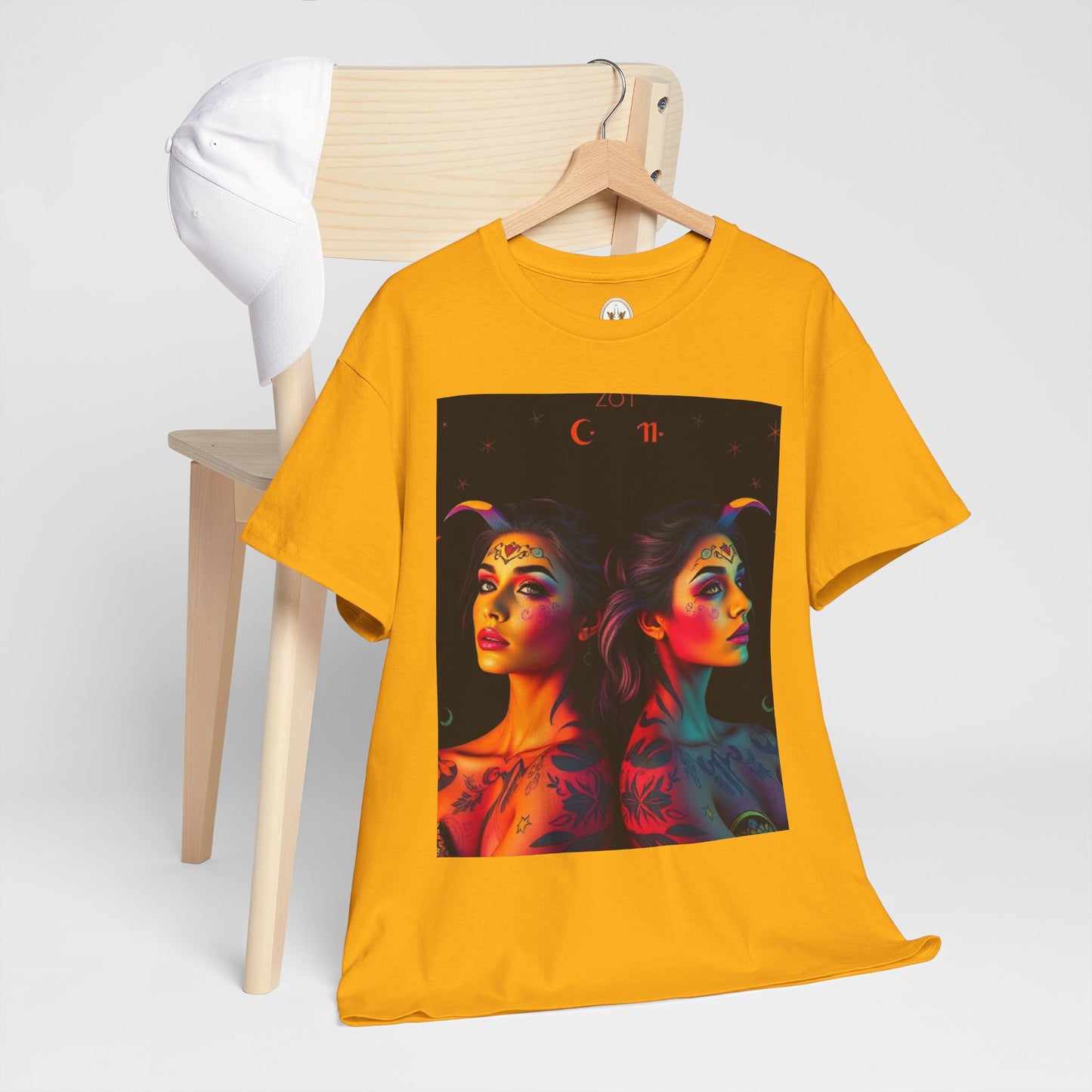 Unisex Heavy Cotton T-Shirt, Gemini, Zodiac, Sexy Art