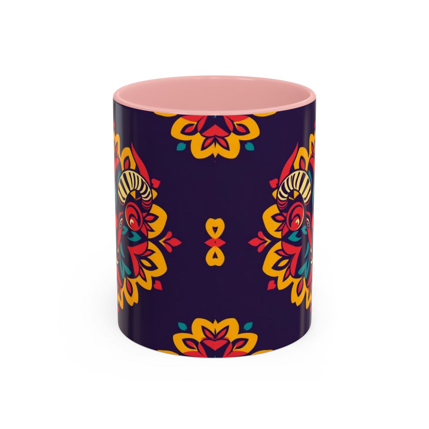 Accent Coffee Mug, Taurus, Zodiac v4. Flower Pattern, (11, 15oz)
