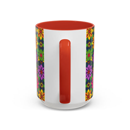Accent Coffee Mug, Gemini, Zodiac v3, Flower Pattern, (11, 15oz)
