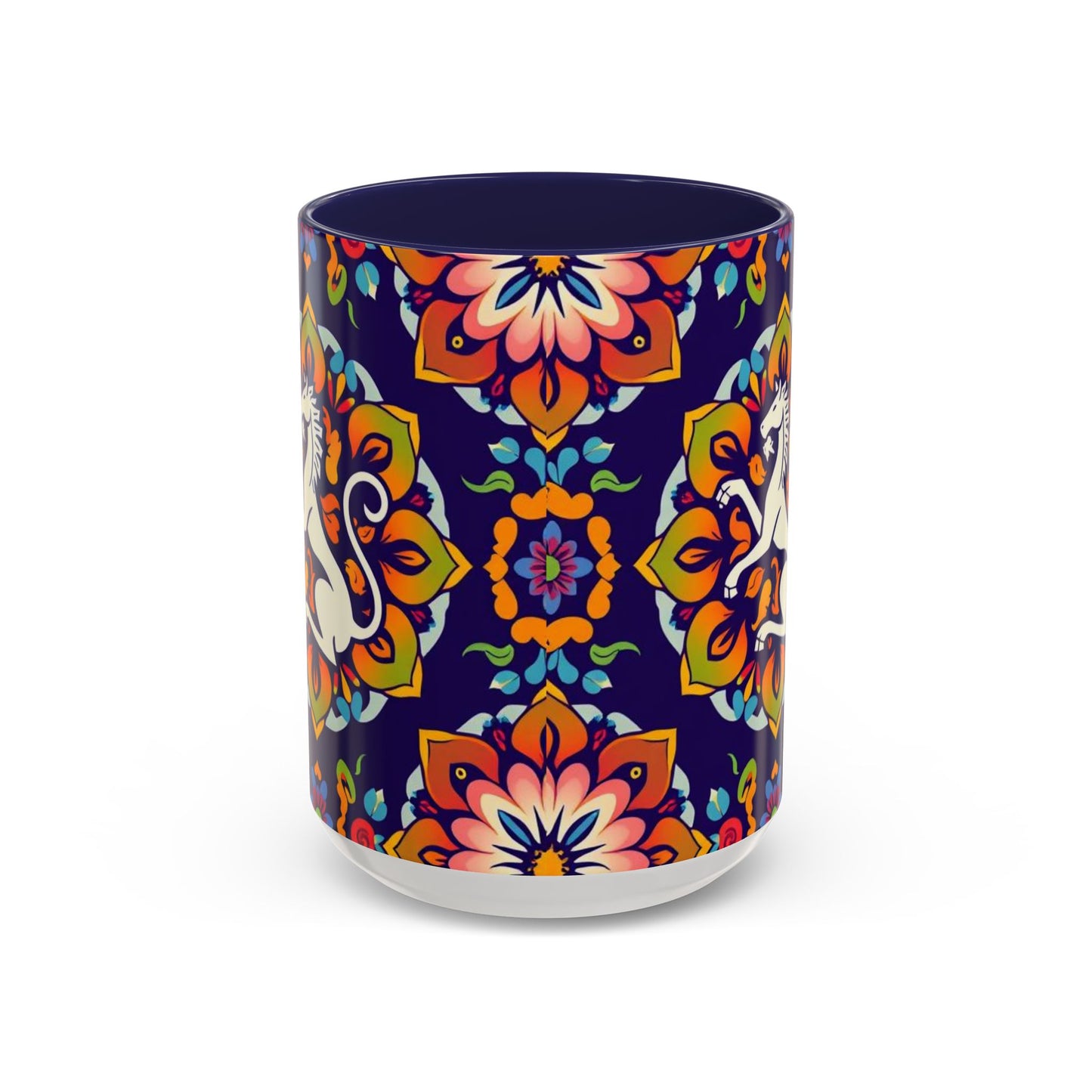 Accent Coffee Mug, Virgo, Zodiac v4. Flower Pattern, (11, 15oz)