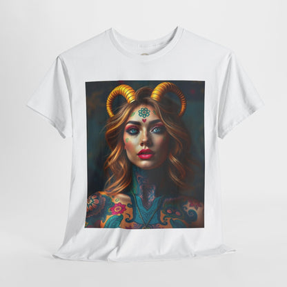 Unisex Heavy Cotton T-Shirt, Capricorn, Zodiac v1, Sexy Art