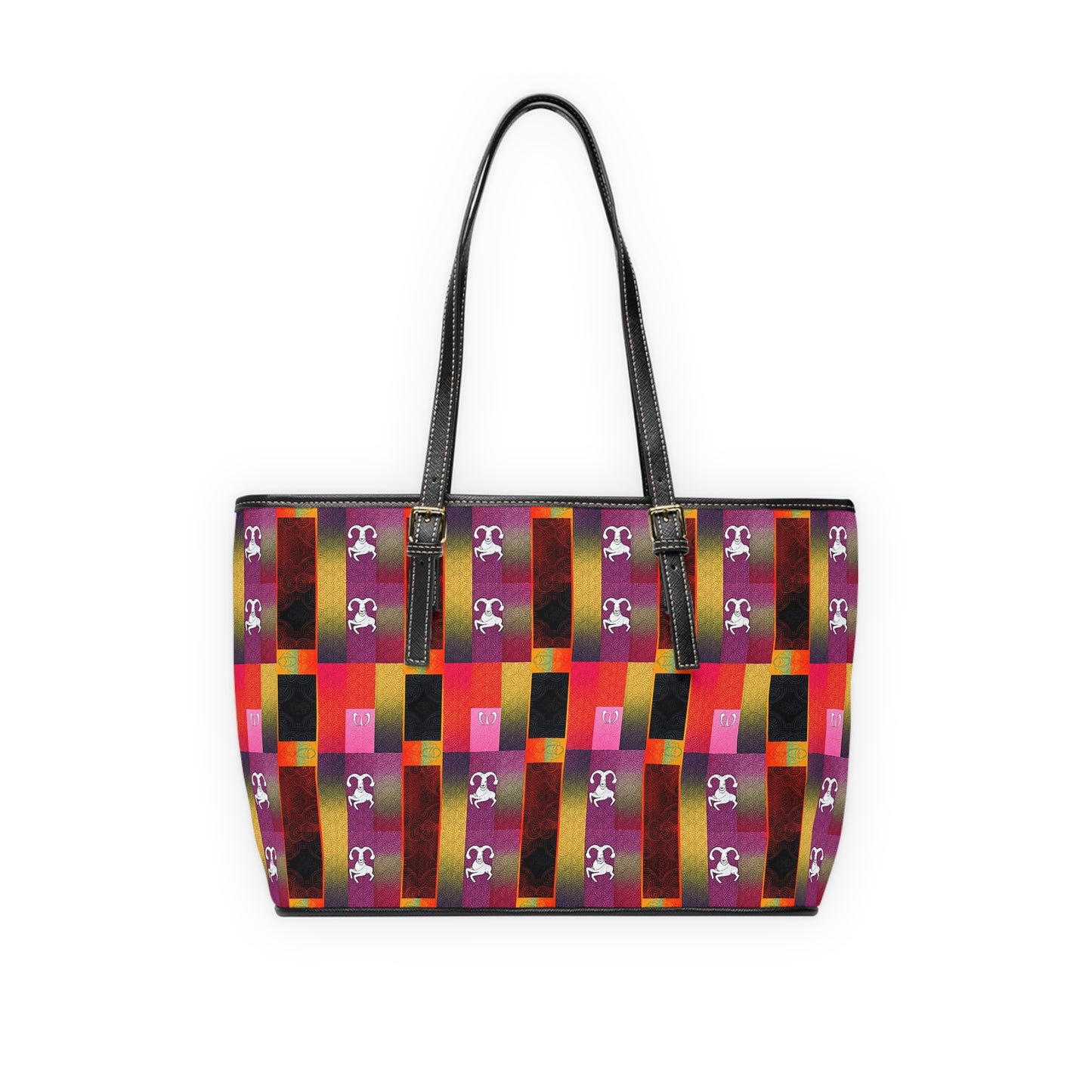 Leather Shoulder Bag, Capricorn, Zodiac v2, Shapes Pattern
