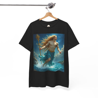 Unisex Heavy Cotton T-Shirt, Realistic, Aquarius Zodiac Design