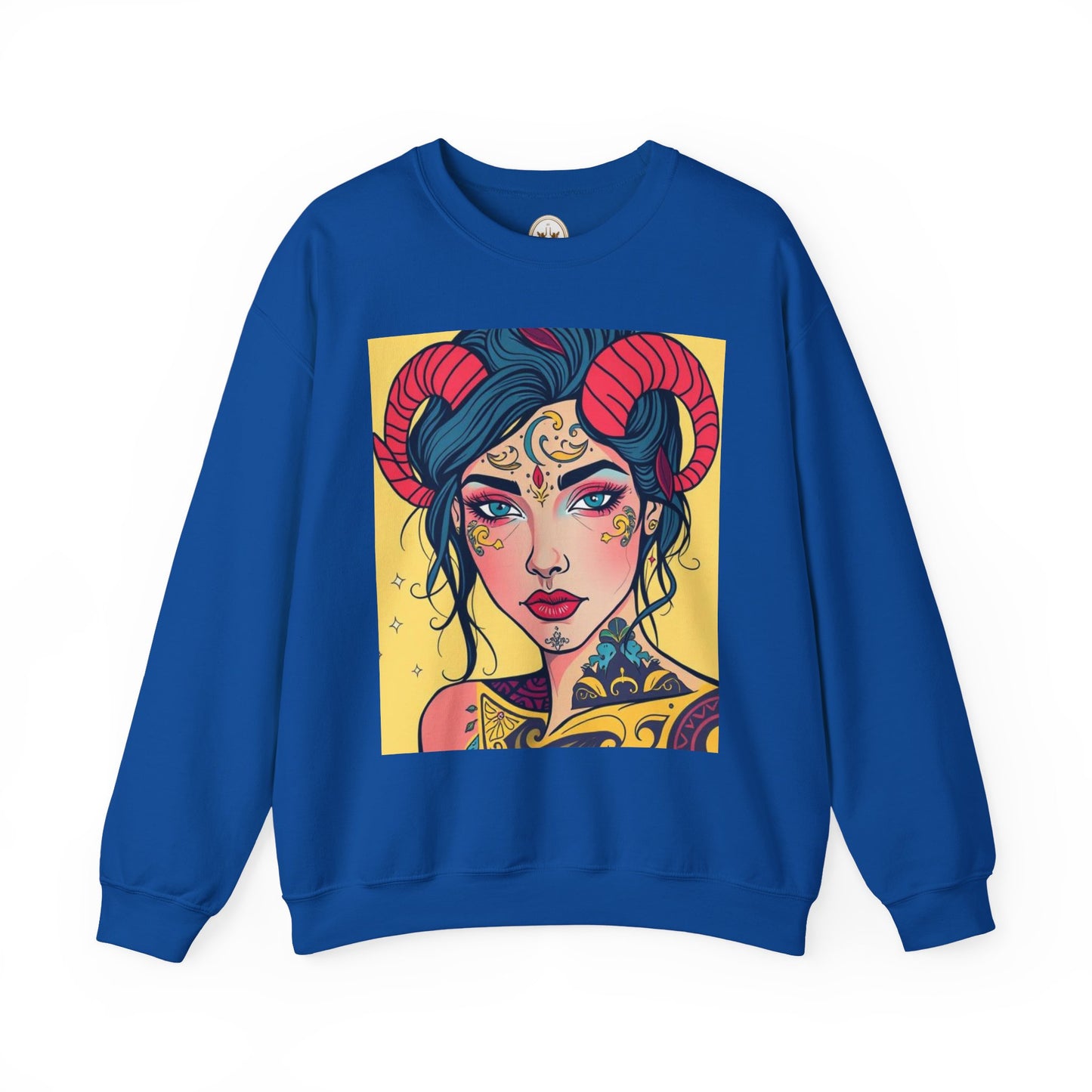 Unisex Heavy Blend™ Crewneck Sweatshirt, Aries, Zodiac v2, Sexy Pattern