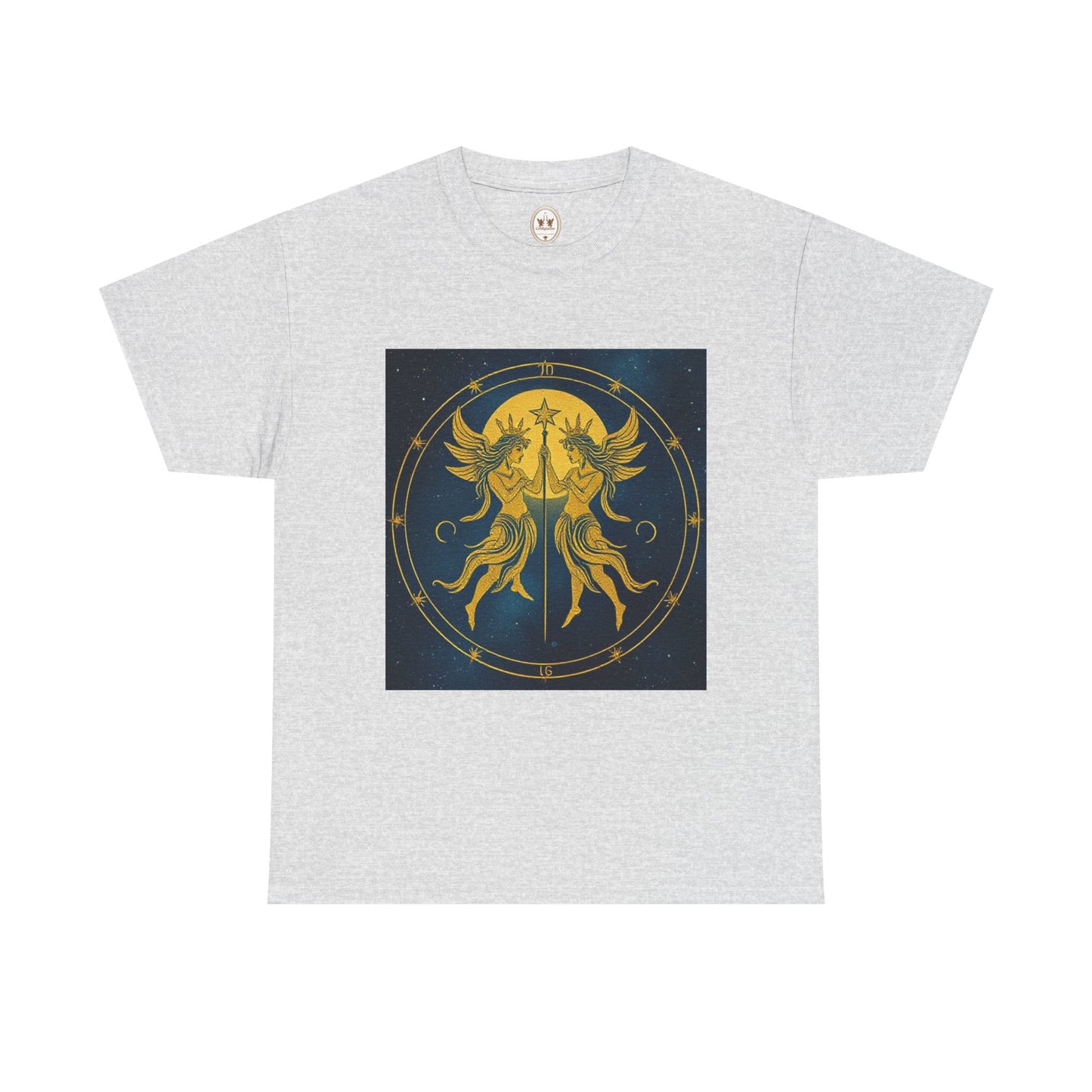 Unisex Heavy Cotton T-Shirt, Space Angel Twins v4, Gemini Zodiac Design