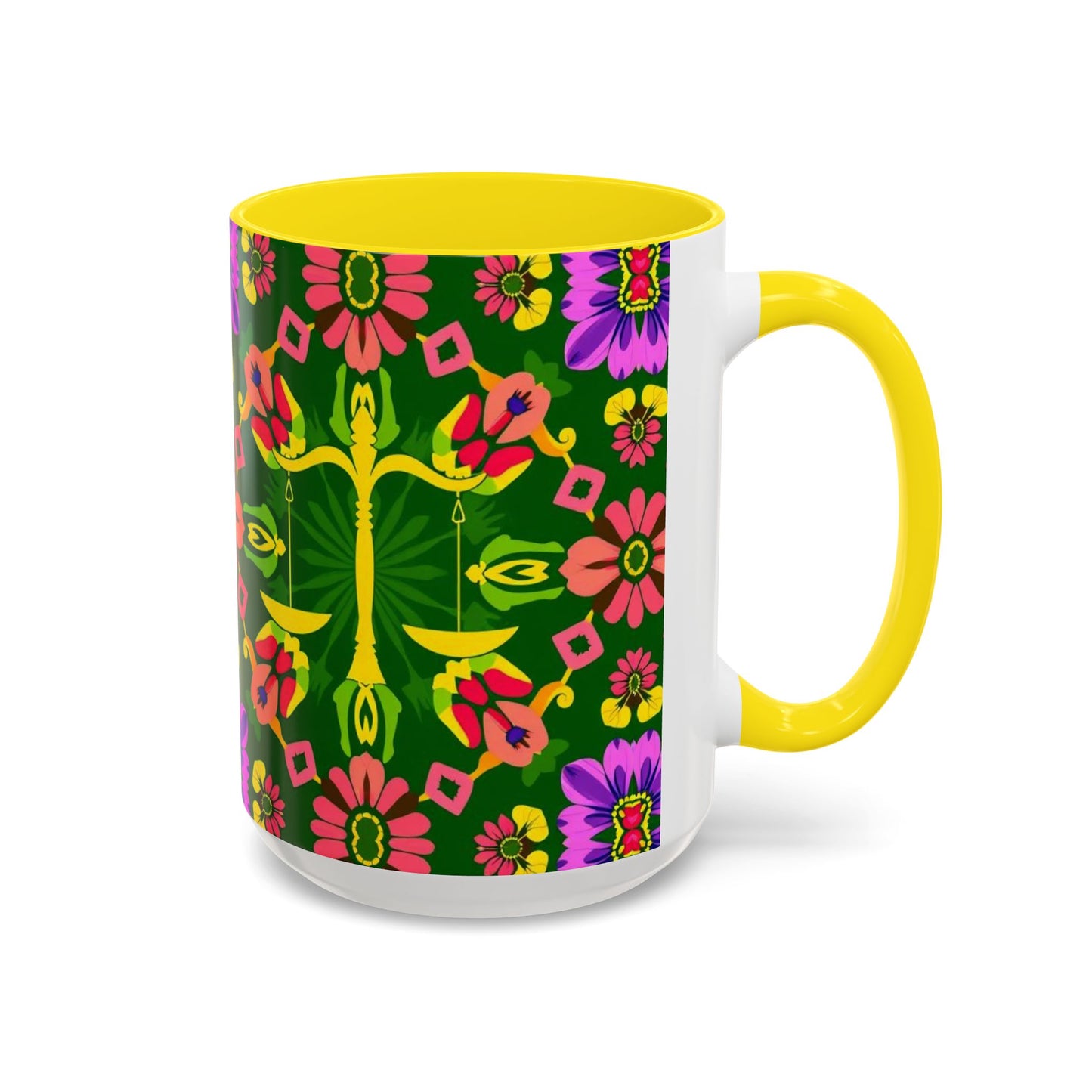 Accent Coffee Mug, Libra, Zodiac, Flower Pattern, (11, 15oz)