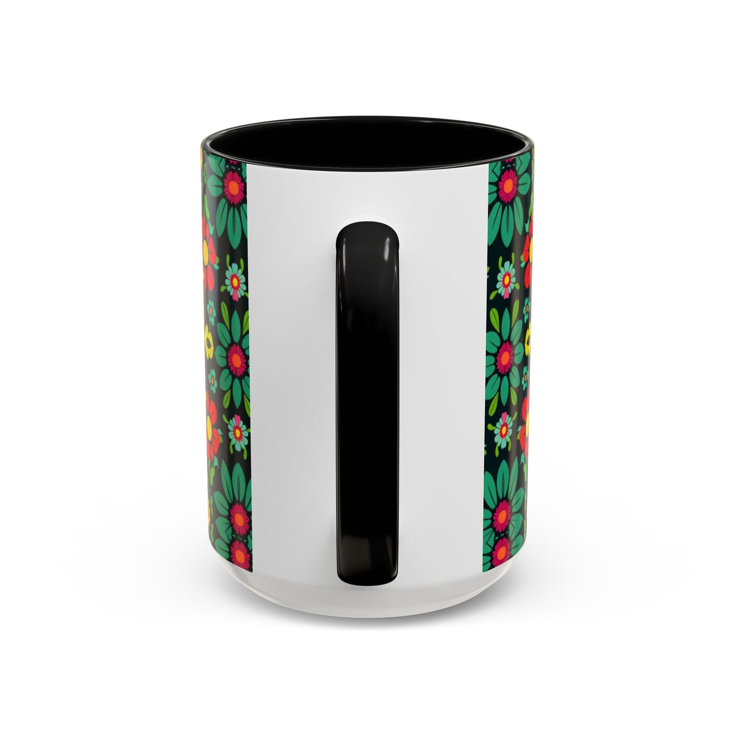 Accent Coffee Mug, Aquarius, Zodiac v4, Flower Pattern, (11, 15oz)