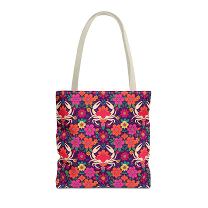 Tote Bag (AOP), Cancer, Zodiac, Flower Pattern