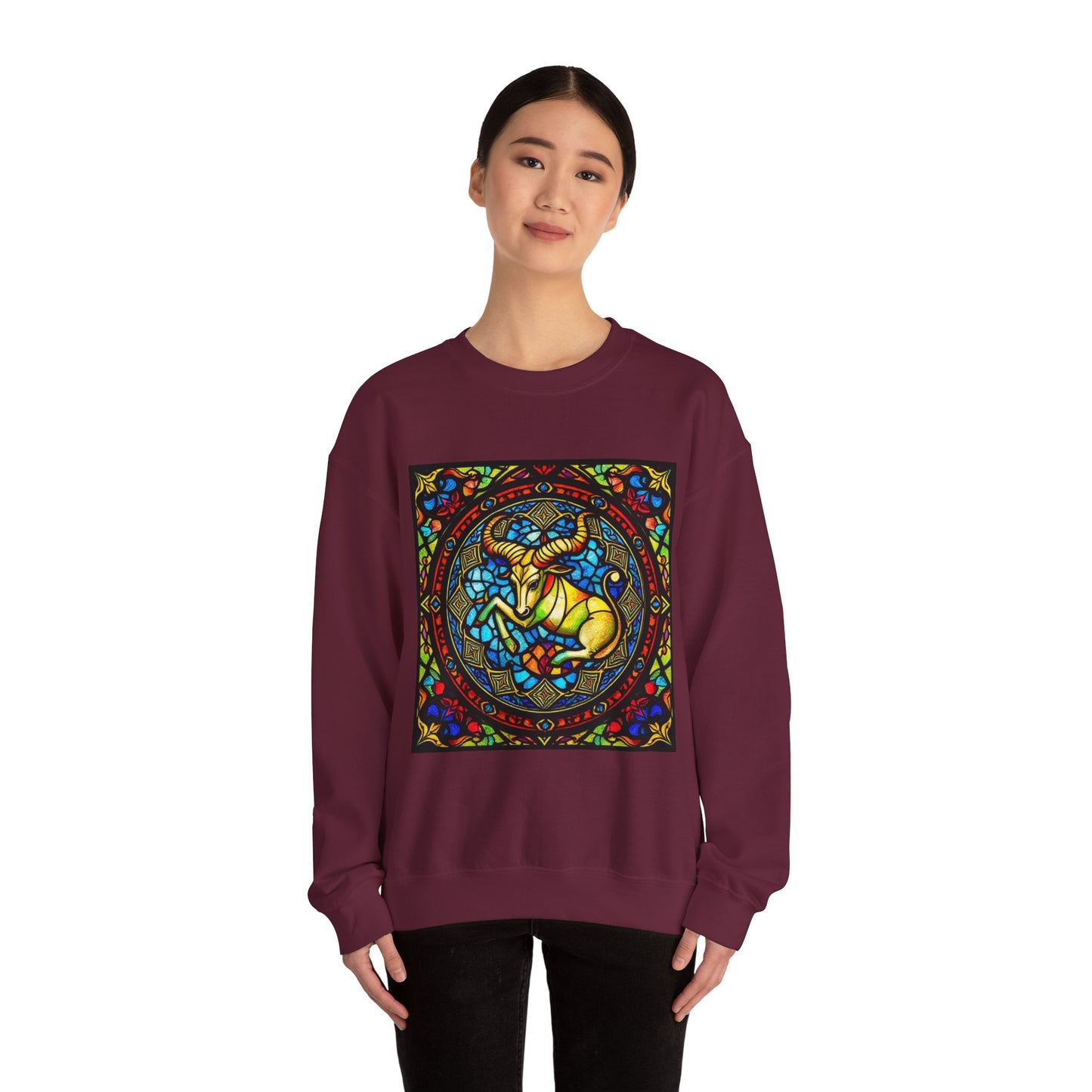 Unisex Heavy Blend™ Crewneck Sweatshirt, Glass, Taurus Zodiac Design