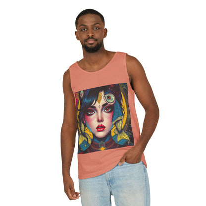 Unisex Garment-Dyed, Tank Top, Pisces Design, Pop Art, 100% US cotton