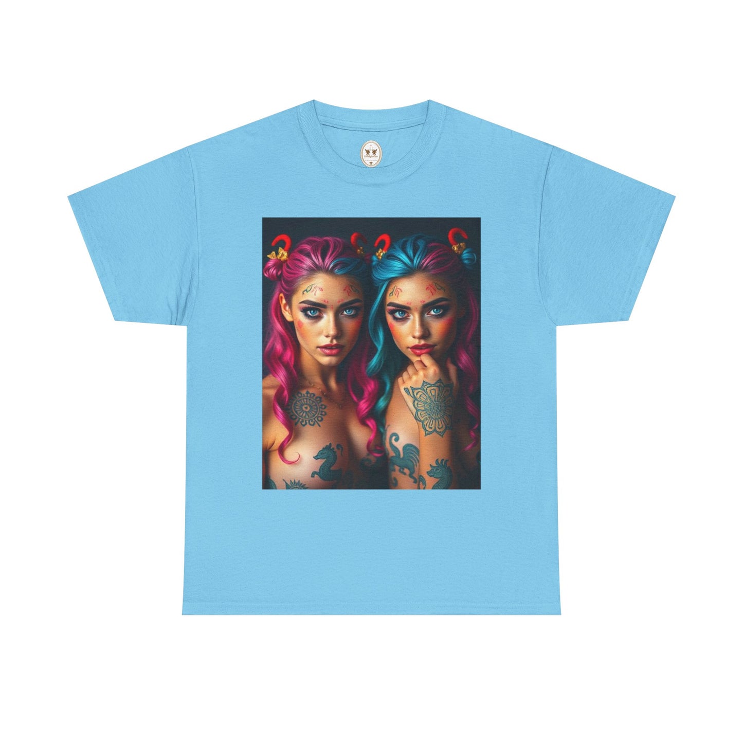 Unisex Heavy Cotton T-Shirt, Gemini, Zodiac v1, Sexy Art