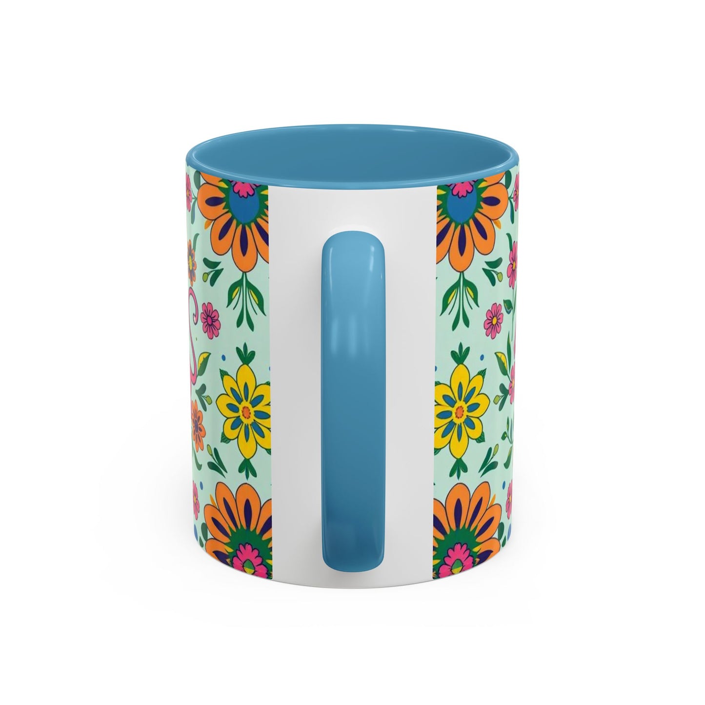 Accent Coffee Mug, Aquarius, Zodiac, Flower Pattern, (11, 15oz)