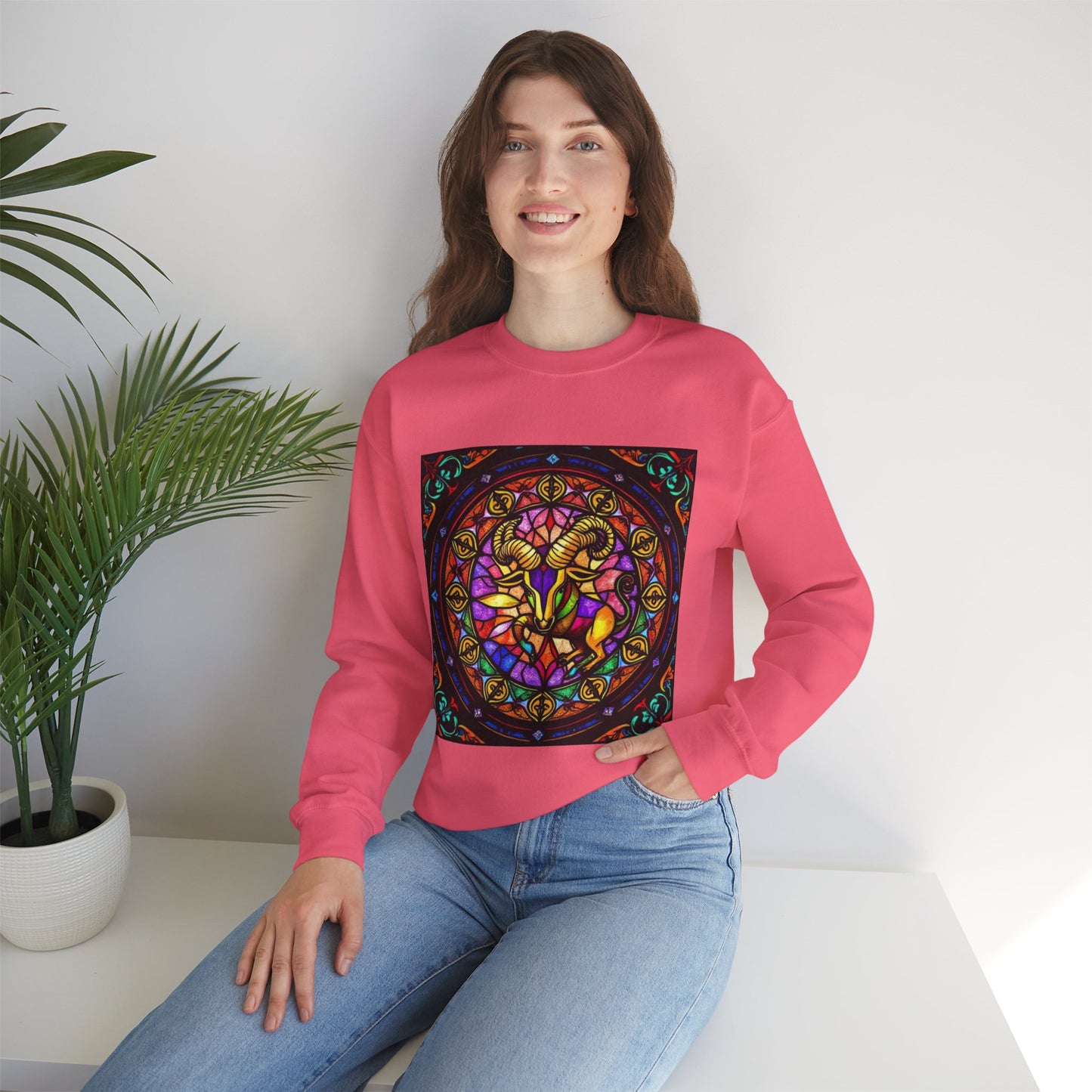 Unisex Heavy Blend™ Crewneck Sweatshirt, Glass 1, Taurus Zodiac Design