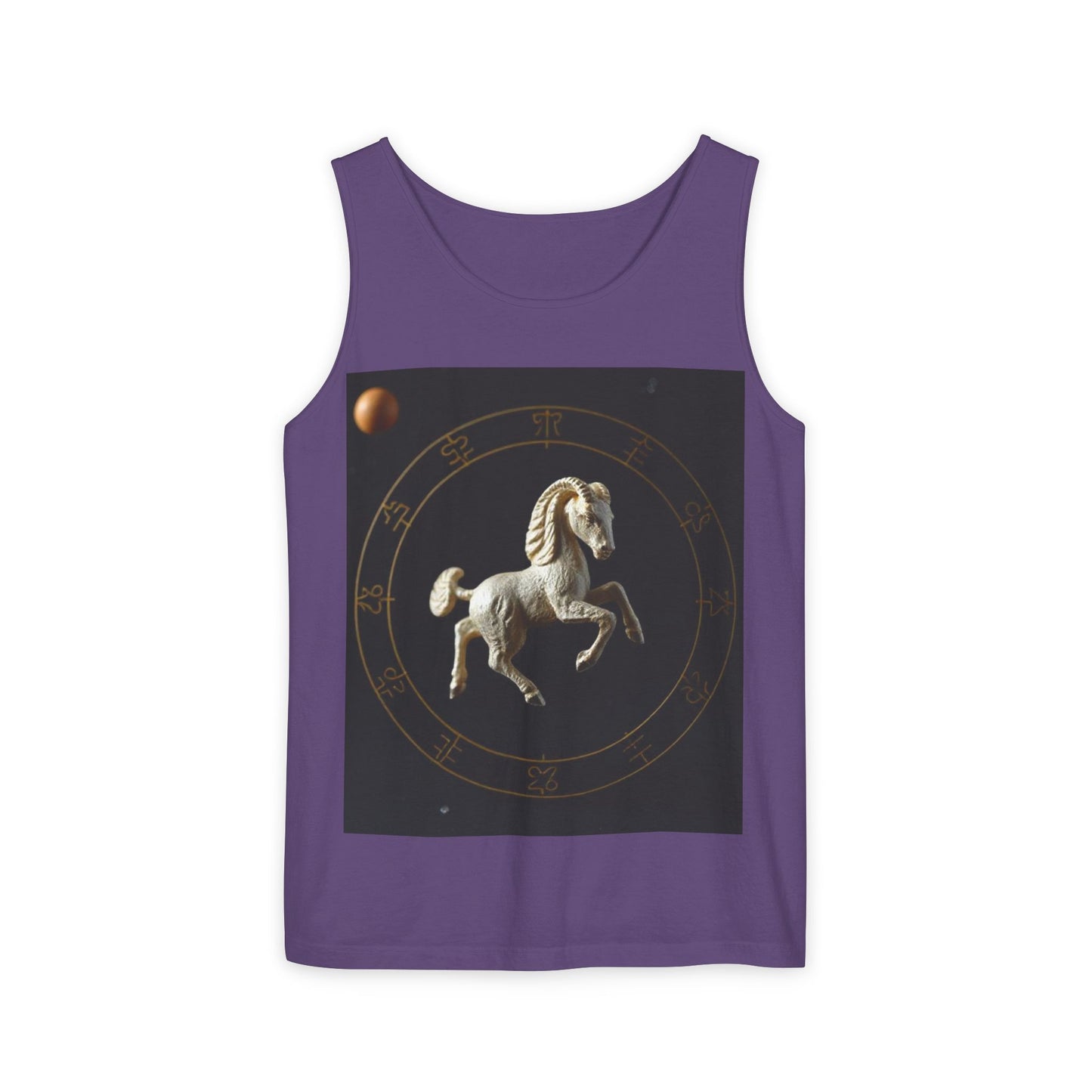 Unisex Garment-Dyed, Tank Top, Capricorn Design, Space Animal, 100% US cotton
