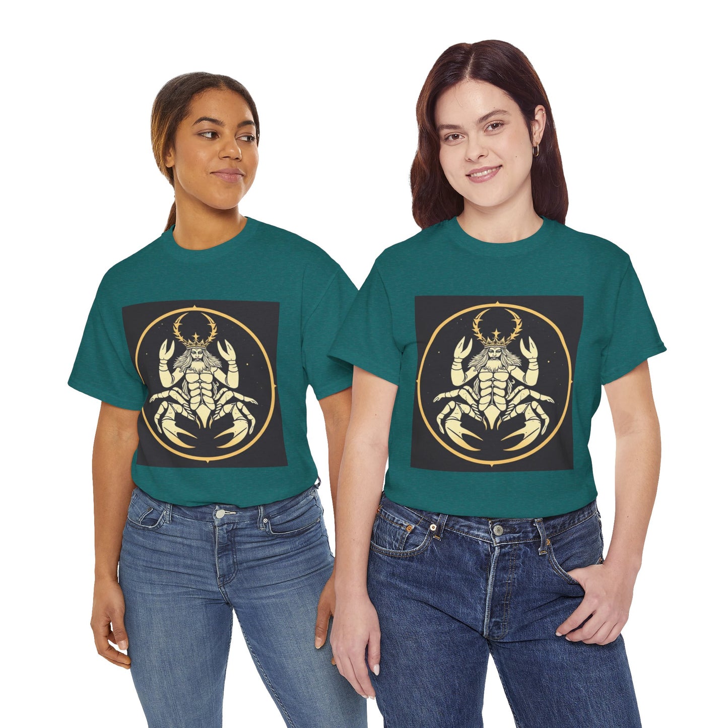 Unisex Heavy Cotton T-Shirt, Scorpio King, Print Art, Zodiac Design