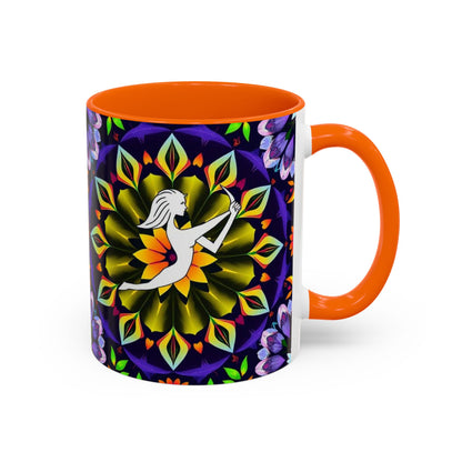 Accent Coffee Mug, Sagittarius, Zodiac v1. Flower Pattern, (11, 15oz)
