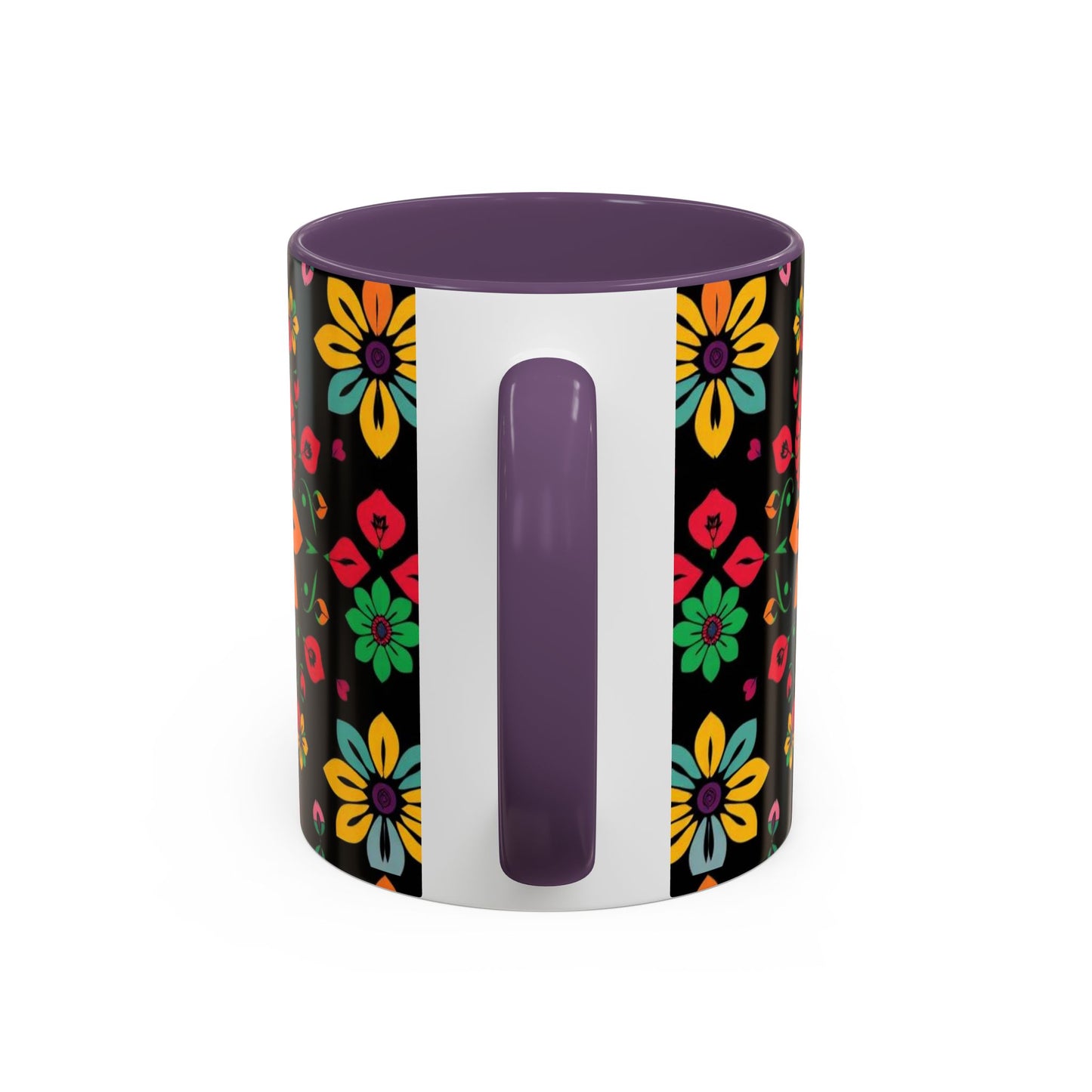 Accent Coffee Mug, Aries, Zodiac v3, Flower Pattern, (11, 15oz)