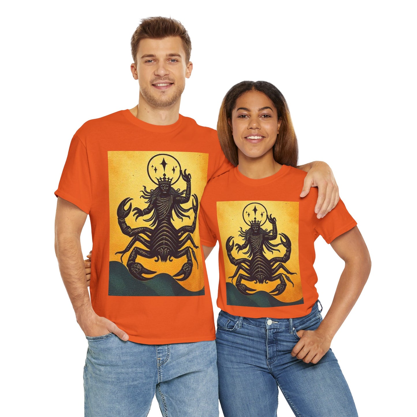 Unisex Heavy Cotton T-Shirt, Scorpion King, Print Art v1, Scorpio Zodiac Design