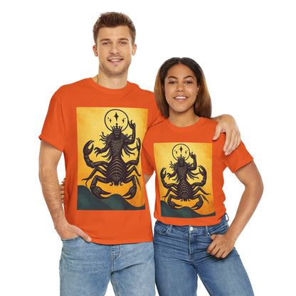 Unisex Heavy Cotton T-Shirt, Scorpion King, Print Art v1, Scorpio Zodiac Design