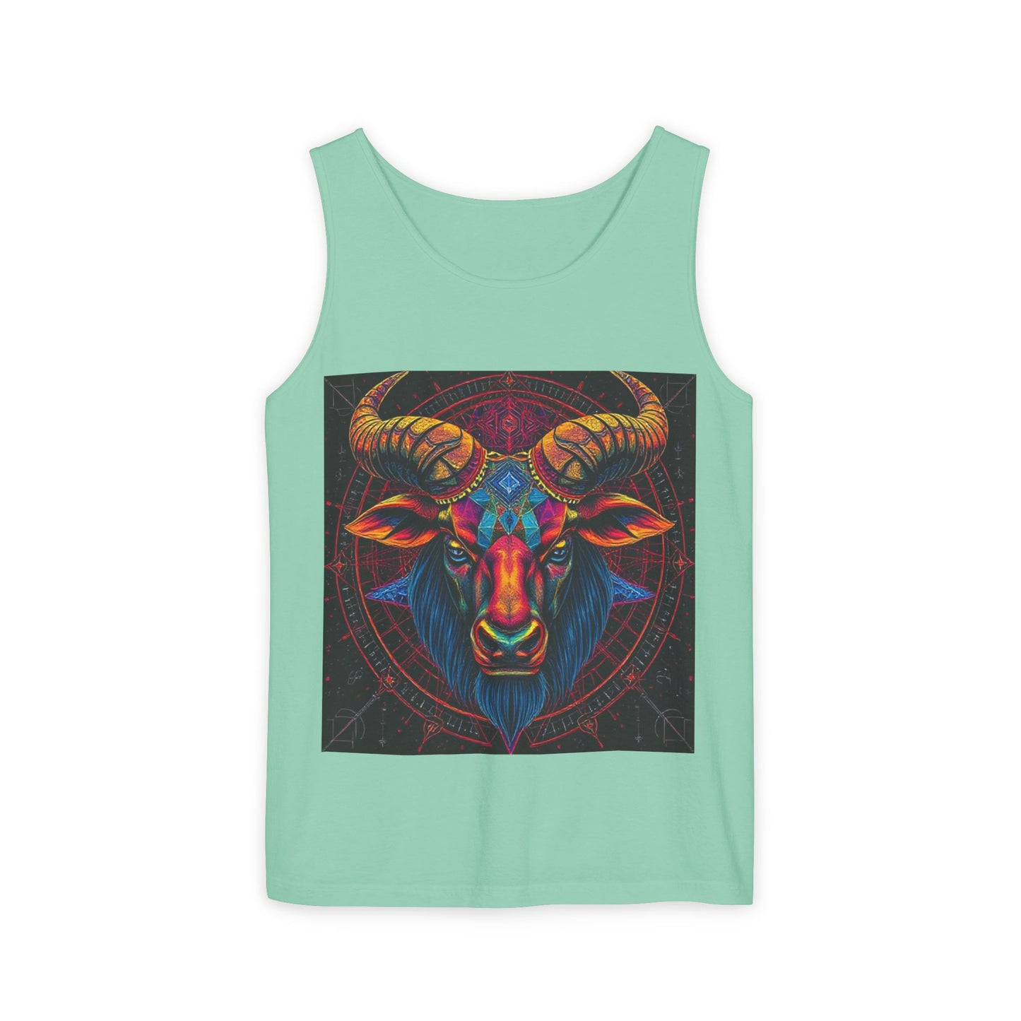 Unisex Garment-Dyed, Tank Top, Taurus Design, Pop Art v1, 100% US cotton