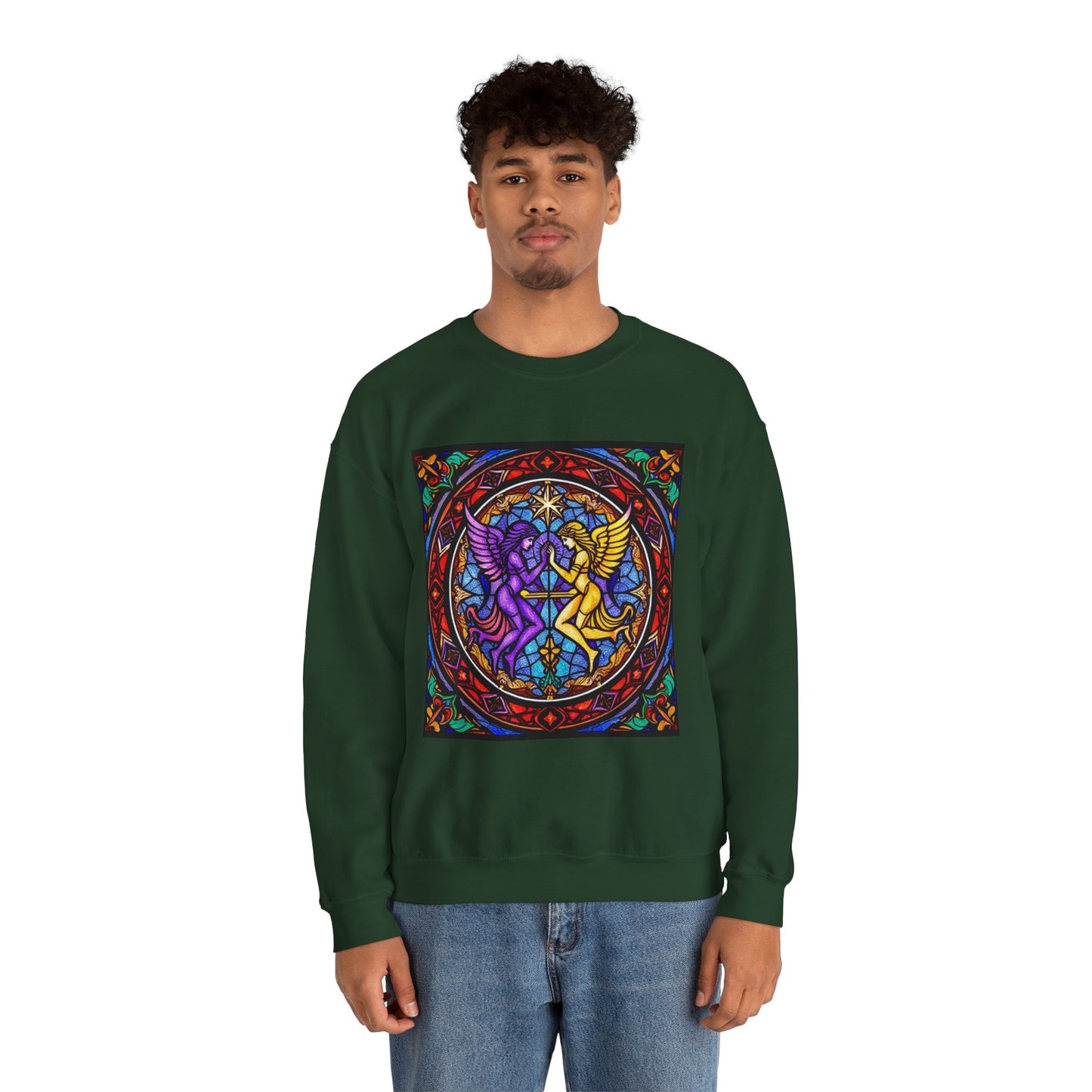 Unisex Heavy Blend™ Crewneck Sweatshirt, Glass, Gemini Zodiac Design