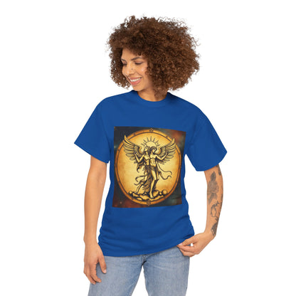 Unisex Heavy Cotton T-Shirt, Twin Angel v1, Gemini Zodiac Design