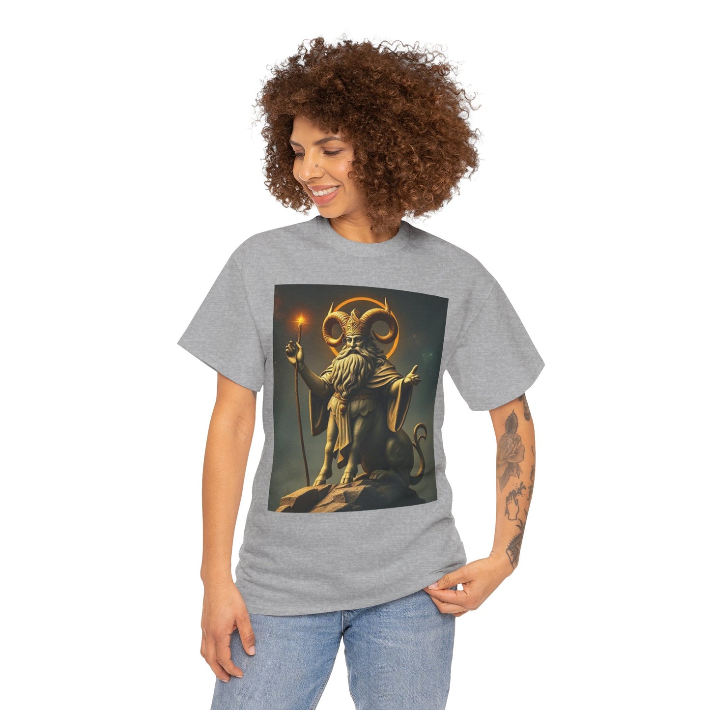 Unisex Heavy Cotton T-Shirt, Taurus God v1, Zodiac Design