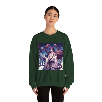 Unisex Heavy Blend™ Crewneck Sweatshirt, Scorpio Zodiac Design, purple scorpion anime