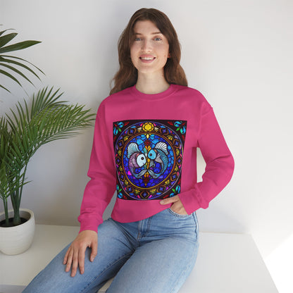 Unisex Heavy Blend™ Crewneck Sweatshirt, Glass, Pisces Zodiac Design