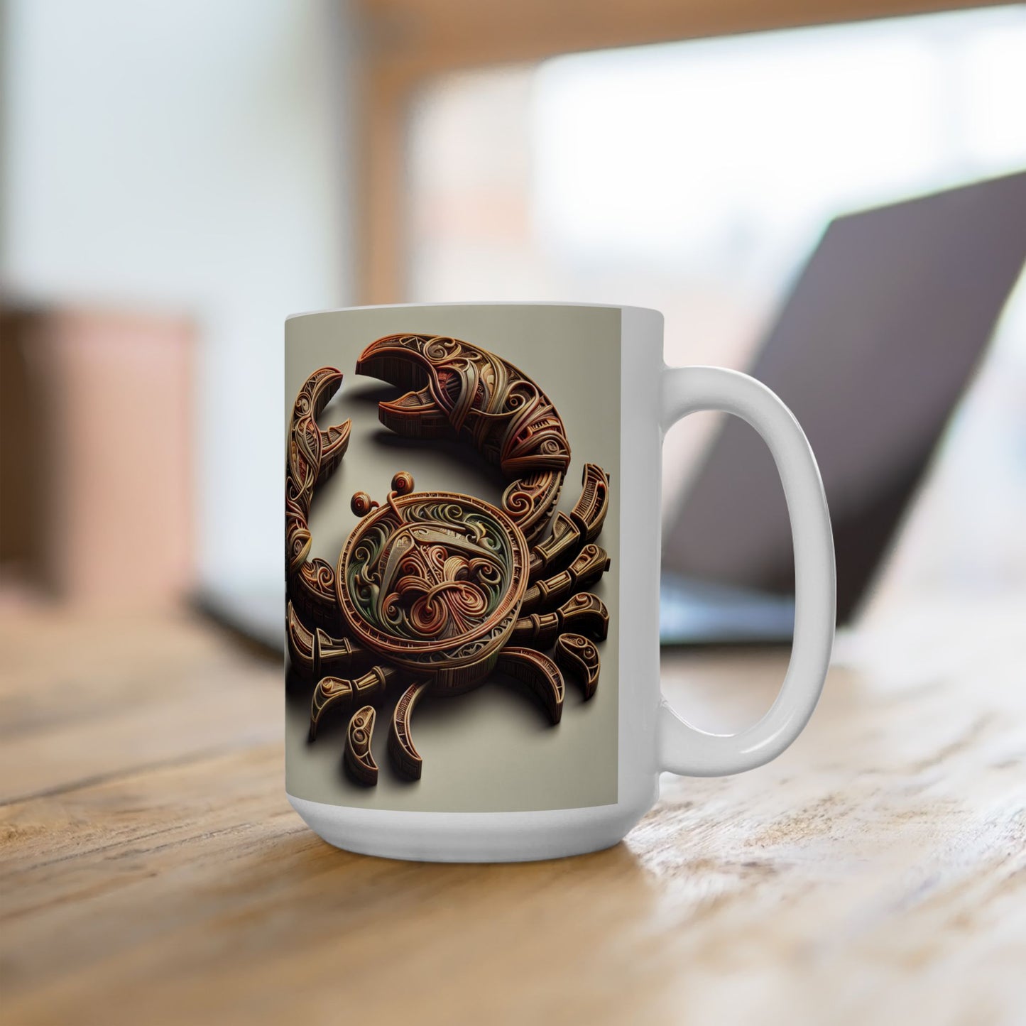 Ceramic Mug, (11oz, 15oz), Ceramic Coffee Mug, Artificial Crab, Cancer Zodiac Design