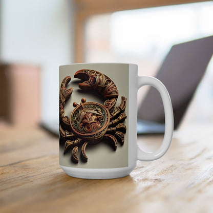 Ceramic Mug, (11oz, 15oz), Ceramic Coffee Mug, Artificial Crab, Cancer Zodiac Design