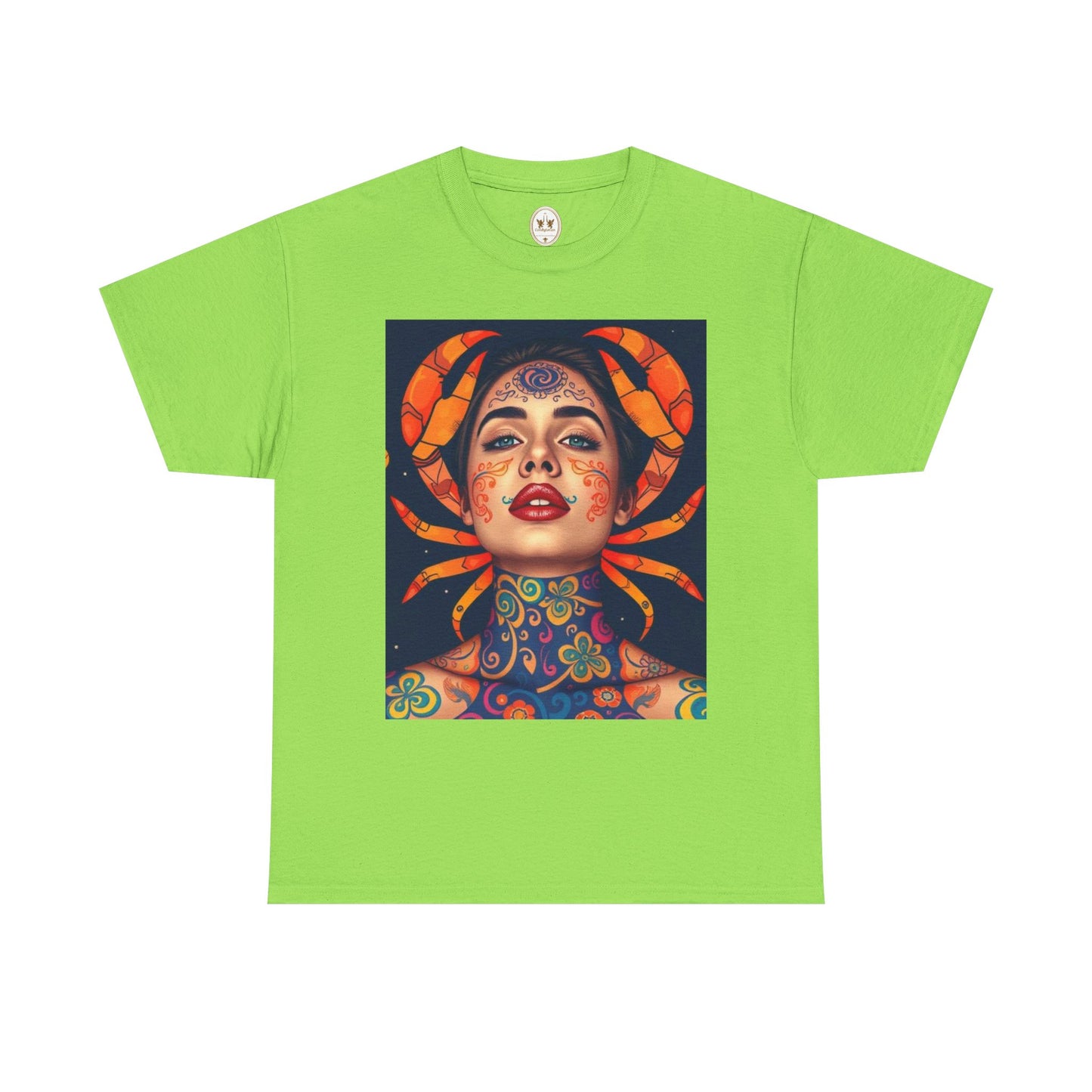 Unisex Heavy Cotton T-Shirt, Cancer, Zodiac v2, Sexy Art