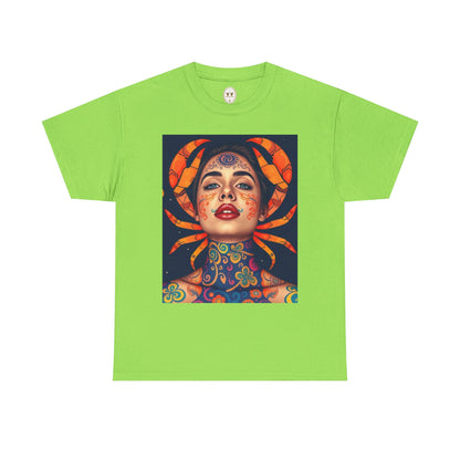 Unisex Heavy Cotton T-Shirt, Cancer, Zodiac v2, Sexy Art