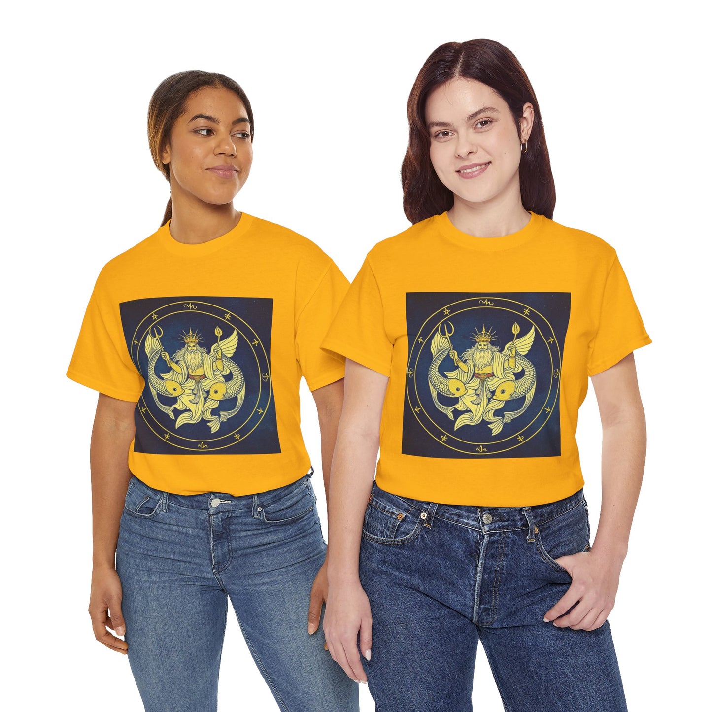 Unisex Heavy Cotton T-Shirt, King of Pisces, Zodiac Design