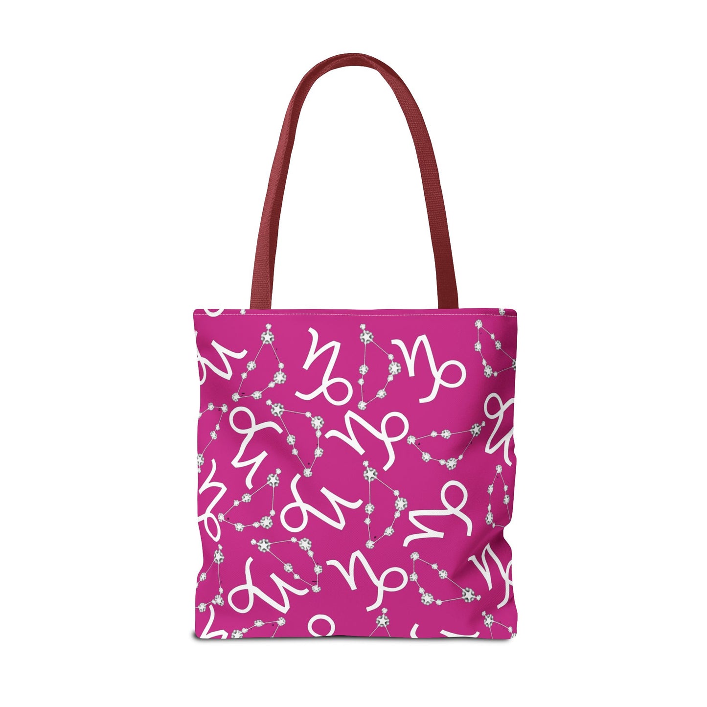 Tote Bag, Capricorn Zodiac Sign, AOP, (Pink, White)