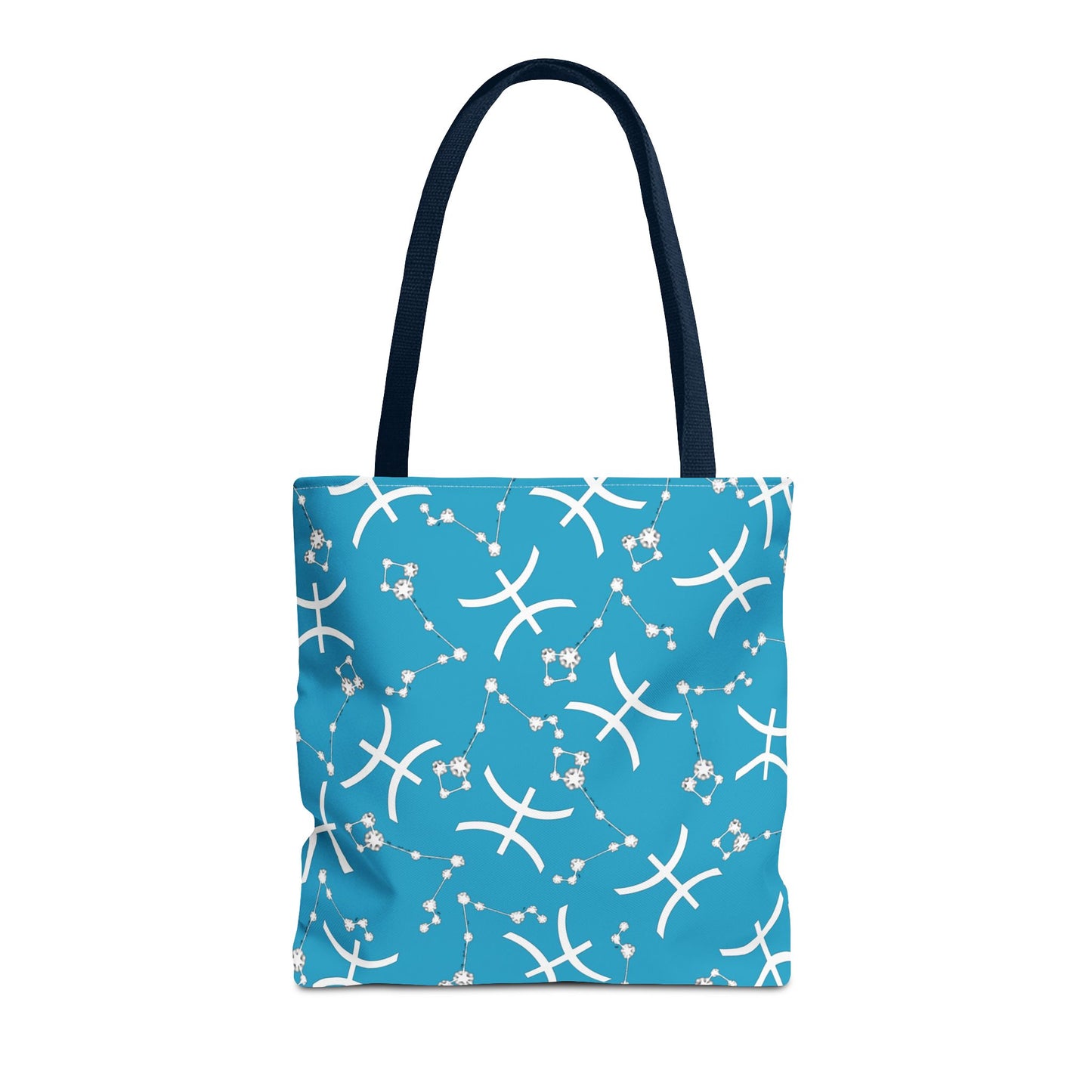 Tote Bag, Pisces Zodiac Sign, AOP, (Turquoise, White)