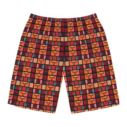 Men's Board Shorts, (AOP), Taurus, Zodiac v2, Shape Pattern