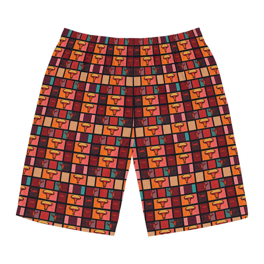 Men's Board Shorts, (AOP), Taurus, Zodiac v2, Shape Pattern