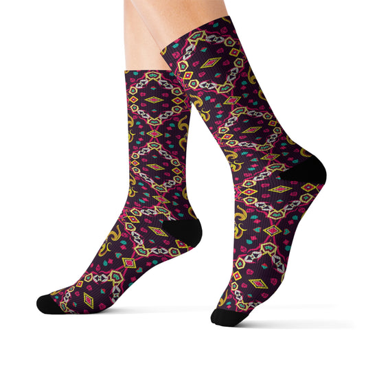 Sublimation Socks, Capricorn, Zodiac, Jewel Pattern