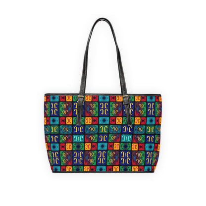Leather Shoulder Bag, Aquarius, Zodiac v1, Shapes Pattern