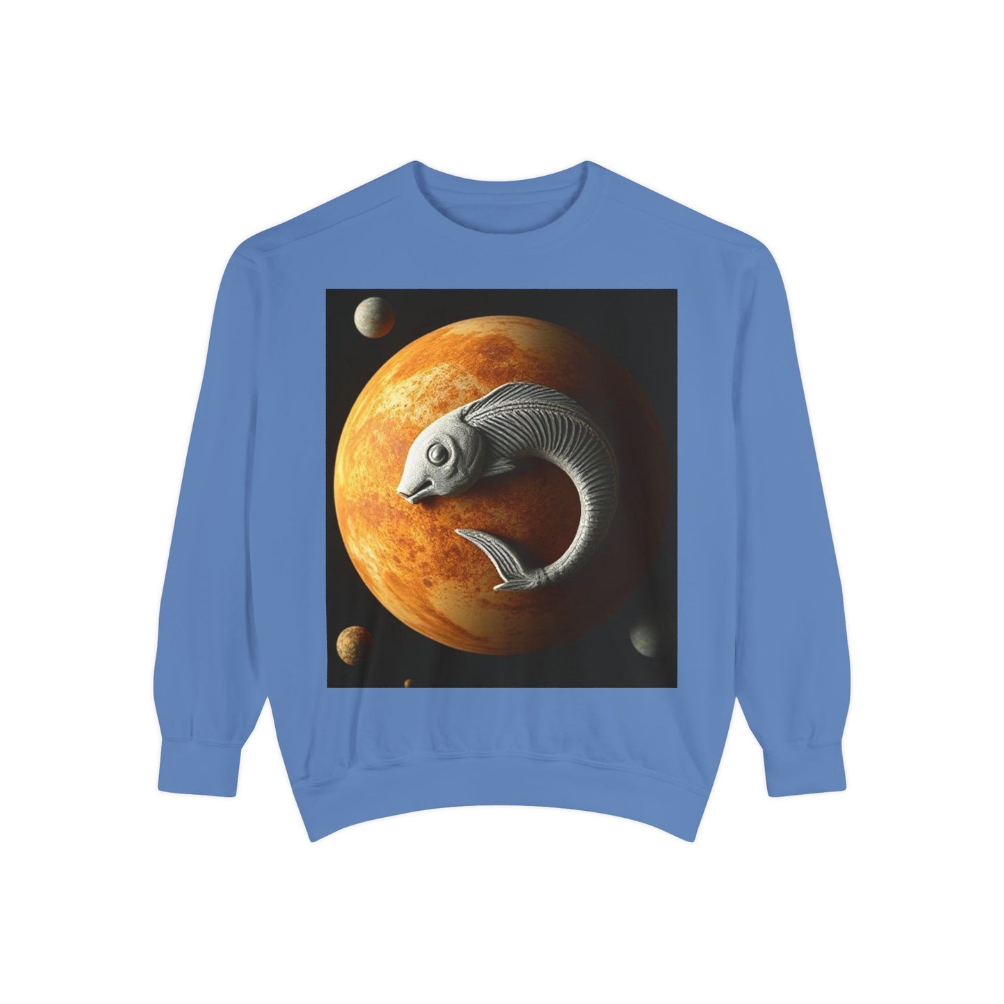 Garment-Dyed Sweatshirt, Unisex, Space Animal Design, Pisces