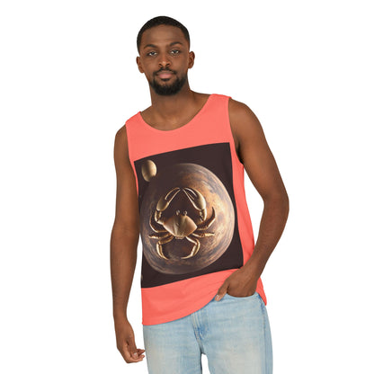 Unisex Garment-Dyed, Tank Top, Cancer Design, Planet Crab v1, 100% US cotton
