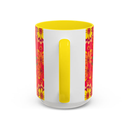 Accent Coffee Mug, Leo, Zodiac v4, Flower Pattern, (11, 15oz)
