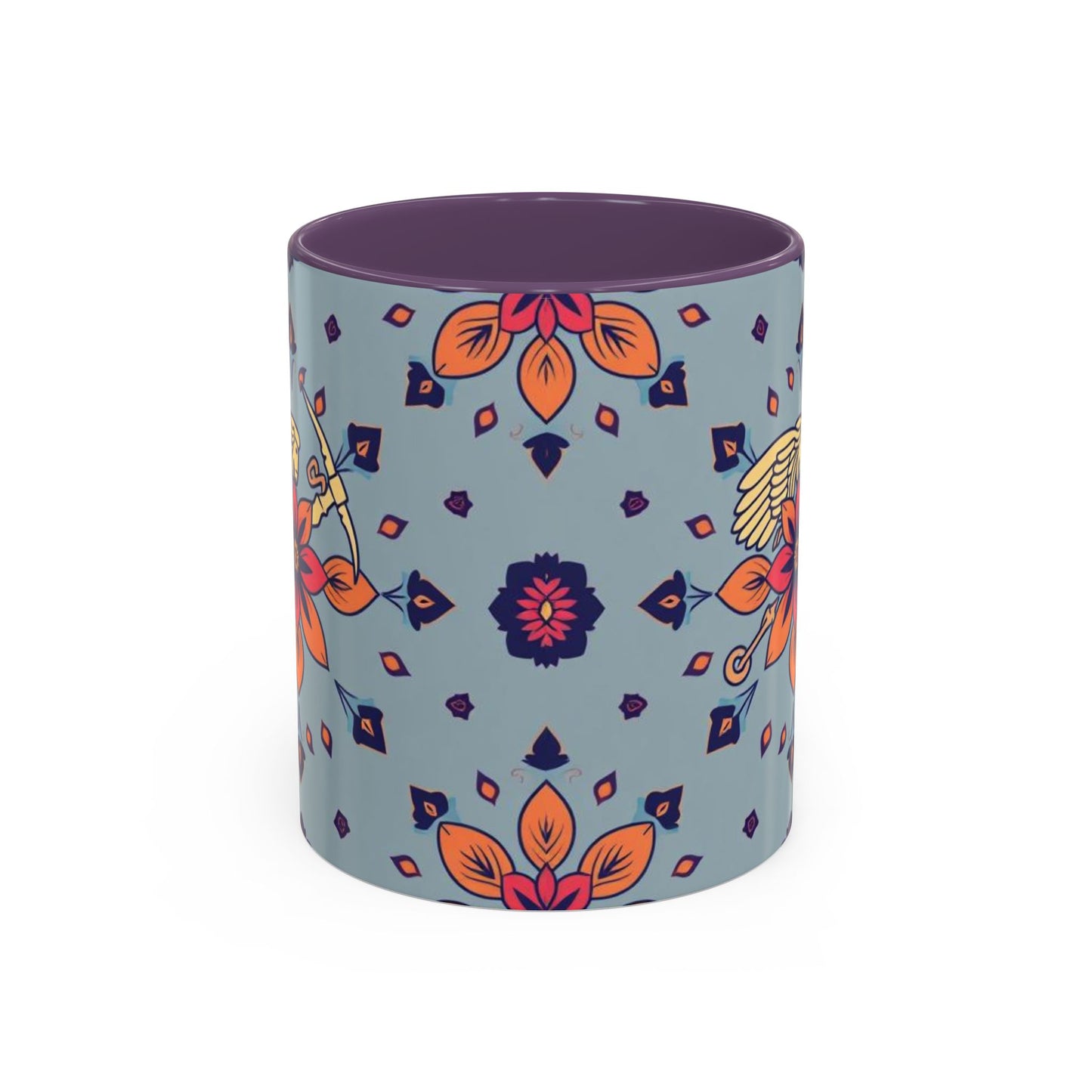Accent Coffee Mug, Sagittarius, Zodiac v3. Flower Pattern, (11, 15oz)