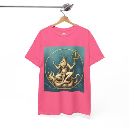 Unisex Heavy Cotton T-Shirt, Aquarius God 3v, Zodiac Design