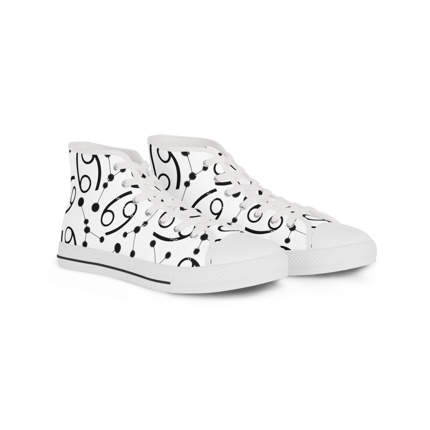 Men's High Top Sneakers, Breathable polyester canvas, Cancer Zodiac Design
