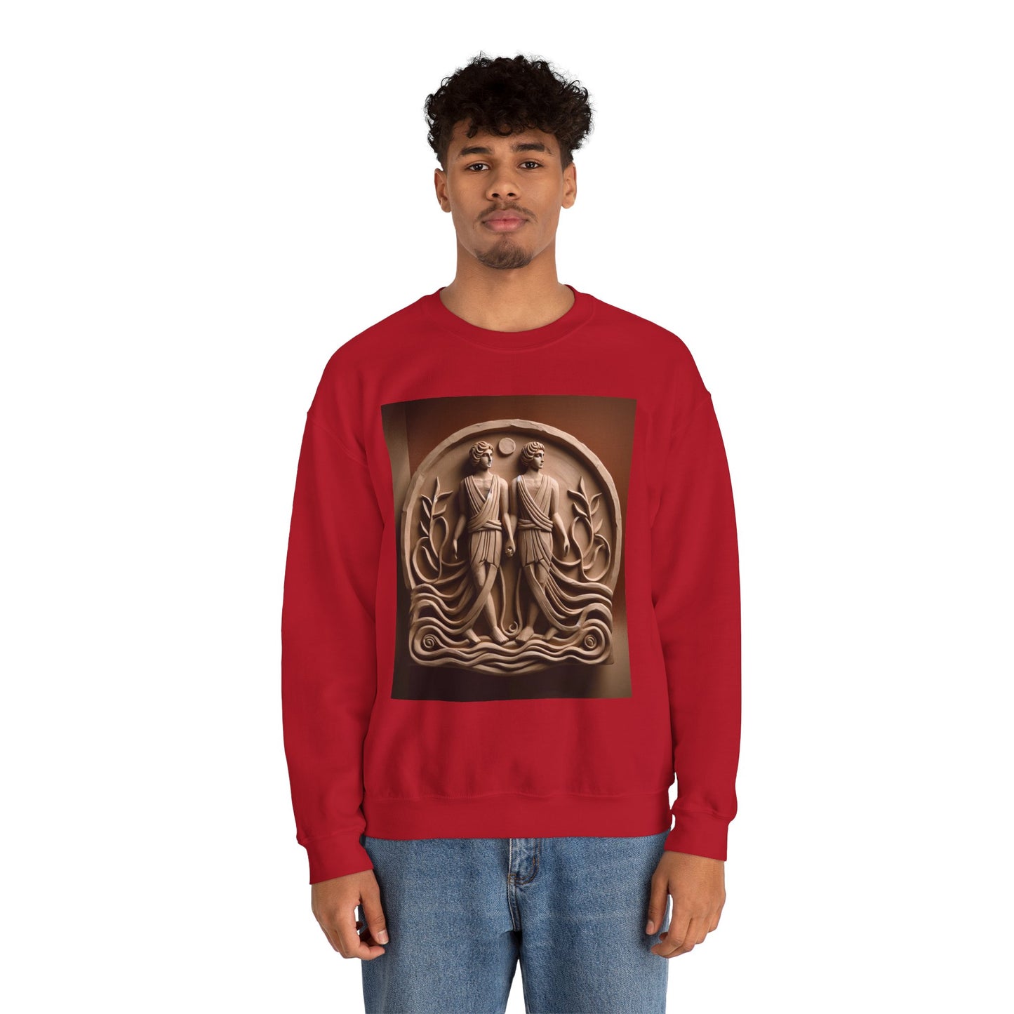 Unisex Heavy Blend™ Crewneck Sweatshirt, Stone Twins, Gemini Zodiac Design
